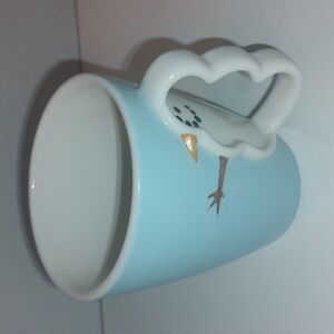 Starbucks Barista mug 2003 Snowman handle. Blue & White